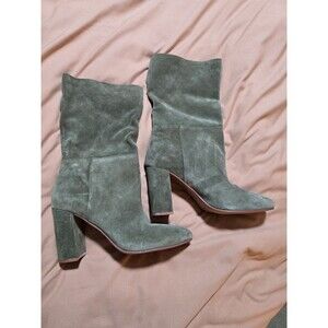 Chinese Laundry Keep Up Olive Green Mid Calf Suede Boots Size 9 Women's